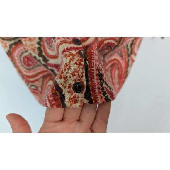 Talbots M 100% Italian Merino Wool Cardigan Sweater Top Paisley Quiet Luxury - Picture 5 of 8